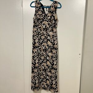Mittoshop Black Sleeveless Floral Maxi Dress